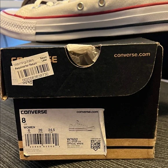 Converse White and Red Athletic Shoes - Picture 2 of 6